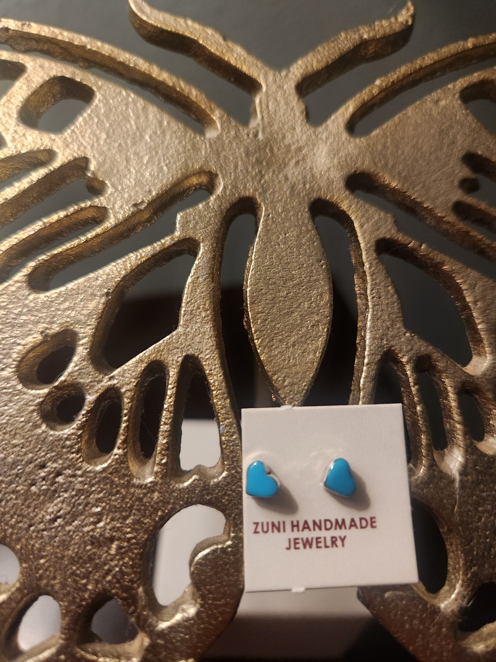 Zuni Handmade Heart Sleeping Beauty Turquoise Stud Earrings